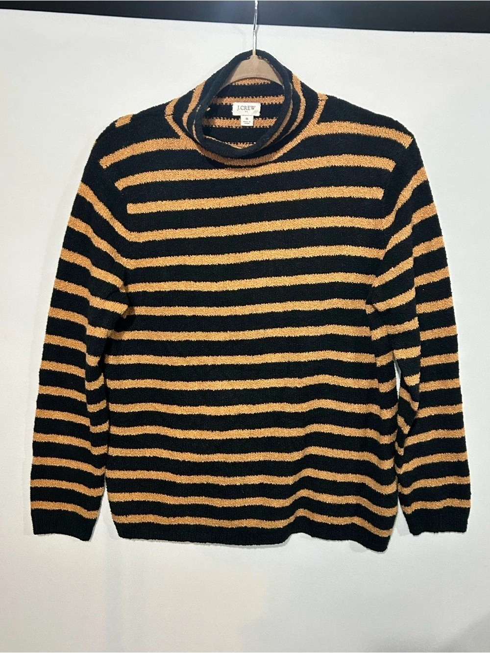 J.Crew 2025 Rollneck™ sweater in stripe Striped Crewneck Sweater Black & Orange